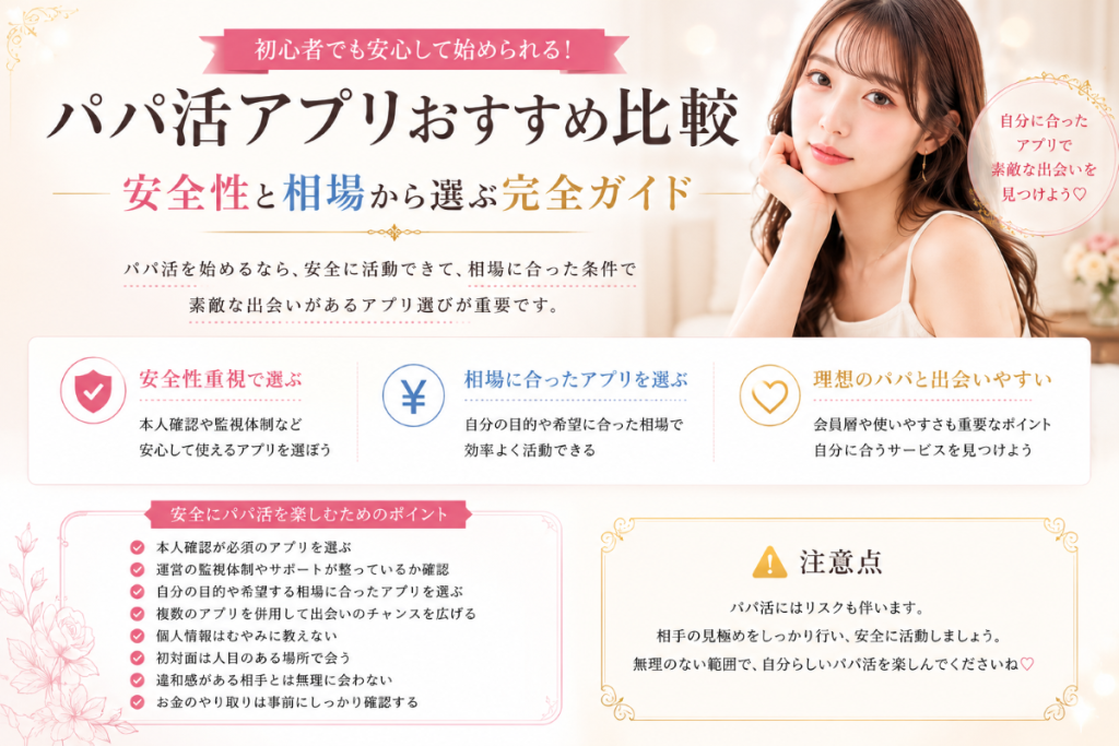 パパ活アプリおすすめ比較|安全性と相場から選ぶ完全ガイド